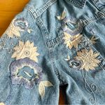 Vintage J Jill Out of the Blue Embroidered Floral Jean Jacket, Blue, Size S Photo 4