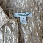 ZARA Vintage Coldwater Creek Gold Metallic Golden Leaves Buttonfront Blouse Top Size m Photo 4