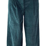 COS  Blue Green Velvet Velour Corduroy High Waisted Wide Leg Trousers Pants Sz 2 Photo 0