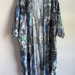 Winton + Waits Women Floral Bombay Blue Kimono Duster Open Front Boho OSFM Beach Size undefined Photo 5