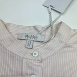 Max Mara Light Pink Edmea Button Down Blouse Medium Striped Mandarin Collar NEW Photo 3