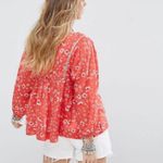 Free People  Never A Dull Moment Scarlet Red Blouse Photo 2