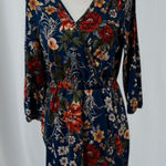 Forever 21  Navy Floral Faux Wrap Half Sleeve Dress Size L Photo 0