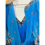 Farm Rio Blue Black Bell Sleeve Ainika Tiles Flowy V-Neck Maxi Gown Size XS Photo 8