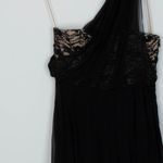Alice + Olivia  Womens Silk One Shoulder Sequin‎ Lace Mini Dress Black HOCO Fairy Photo 2