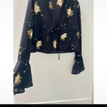Nasty Gal  bell sleeve cropped black floral top blouse small Photo 3
