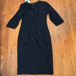 BODEN Isabella Ponte Knit Midi Dress Black Polka Dot Sheath Black Size 8L NWT Photo 2