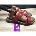Taos Slide Sandals Women's 9 Red Leather Hook & Loop Strappy Open Toe Comfort Photo 1