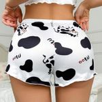 SheIn Women's Black and White Cow Print Pajama Shorts Medium Photo 1
