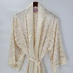 Show Me Your Mumu Robe OS Cream Tan Animal Print Silky Kimono Wrap Belted Photo 8