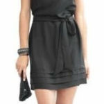 Banana Republic  Silk Beaded Necklace Neckline Sash‎ Belt Black Dress Wome… Photo 0