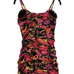 Revolve For Love & Lemons Pink Black Floral Dakota Ruched Mini Dress Size Small Photo 4