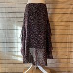 Joie  Brigida Silk Black and Red High Low Ruffle Skirt Photo 4