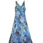 B Darlin Cowl Neck Dress Womens Small Blue Paisley Floral Maxi Party Evening Photo 2