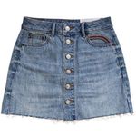 American Eagle NWT  Super Hi Rise A-Line Denim Mini Skirt 00 24W Button Front Photo 0