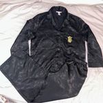 Victoria's Secret Satin Pajama Set Black Dragon, Long Sleeve & Pants, Gold VS Photo 2