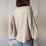 NWT BTFBM Casual V Neck Ribbed Knitted Shirts Loose Balloon Sleeve Top Size M Size M Photo 1