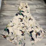 ASOS 1 Piece Pink with Navy, Yellow, Green, Orange Bird & Leaf Print Pant Suit Photo 5