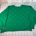 Green Textured Checkered Women's Sweater size Medium Oversized Batwing Sleeves Photo 13