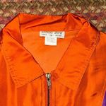 VINTAGE EURO JOY PARIS 100% SILK ZIP UP JACKET Orange Photo 1