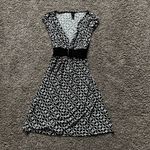 Wrapper 2000s Y2K Geometric Sparkly Black and White Fit & Flare Dress Photo 0