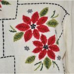Beautiful Alfred Dunner Ladies Embroidered Christmas Poinsettia Flower Sweater L White Size L Photo 2