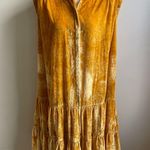 Free People Unworn  Velvet Maxi Top Dress Duster XS Small Yellow Gold Oversized Photo 1