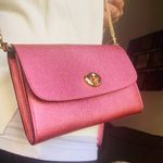 Coach Authentic metallic Crossgrain leather turnlock flap wristlet/Crosby Photo 0