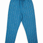 L.L.Bean  Blue Cotton Pajama Pants, Leaf Pattern, Elastic Waist w/ Drawstring, S Photo 0