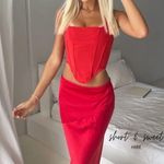 House Of CB NWOT  Scarlett Red Satin colette midi skirt sz XL Photo 1