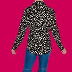 Tahari NWT Black Tan Abstract Satin Button Down Shirt Photo 6