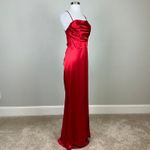 Blondie Nites  Satin Backless Lace Up Long Column Gown Red Size 17 Formal Dress Photo 2