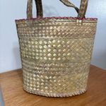 Handmade Vintage Multicolor  Lined Straw Bag W/ Beaded Flip Flops Photo 3