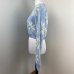 Witty Fox Blue Retro Floral Cropped Knit Sweater Large Daisy Photo 4