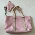 Lacoste PVC Tote Bag Baby Pink Canvas Handles Y2K Shoulder Bag Matching Wallet Photo 10