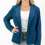 American Vintage 00s FOLIO Vintage Blue Teal cotton Stretch Button Blazer Jacket Photo 0