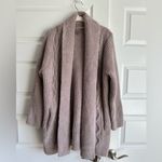 Barefoot Dreams  CozyChic Cabin‎ Cable Cardigan Taupe Size L Photo 3