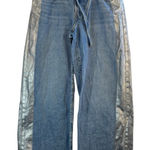 Levi's  XL Straight Jeans‎ 26 Silver Metallic Side Panel Belted High Rise Denim Photo 0