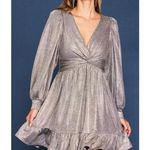 Skies Are Blue Metallic Long Sleeve Gold Cocktail Dress Party Size Medium M Photo 0