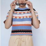 ZARA  Flower Knit Crochet Top Medium Photo 0