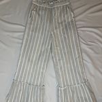 English Factory Gray Striped Ruffle Cropped Bell Bottom Linen Pants - XS Photo 7