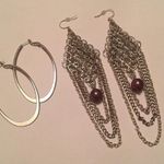 Lot Of 2 Women's Pierced Costume Earrings Large Silver Tone Statement Photo 1
