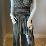 New Women’s green striped shorts romper jumpsuit size L/XL for size 14 Photo 0