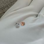 Brand New Natural Opal 9K Solid White Gold Sphere Bezel Settings Earrings/Studs Orange Photo 5