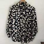 ZARA  Longline Button Front Collar Leopard Printed Shirt Lightweight Sateen XS Photo 0