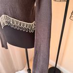 ZARA  Grey Ribbed Knit Long Sleeves Hanging Rhinestones Cropped  Shirt NWT Size L Photo 6