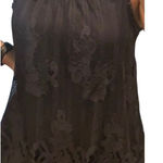 Altar'd State Altar’d State black lace overlay sleeveless high neck keyhole open in back blous Photo 0