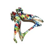 Kelly & Katie  Floral Open Toe heels Size 10 colorful bow girly bright sling back Photo 6