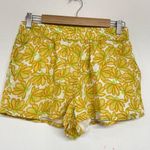 ZARA Yellow & Green Retro Floral Chino Shorts Womens M Photo 0