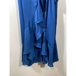 Lulus Lulu’s Manhattan Moment Blue Ruffled Midi Wrap Dress in Royal Blue Size Large Photo 4